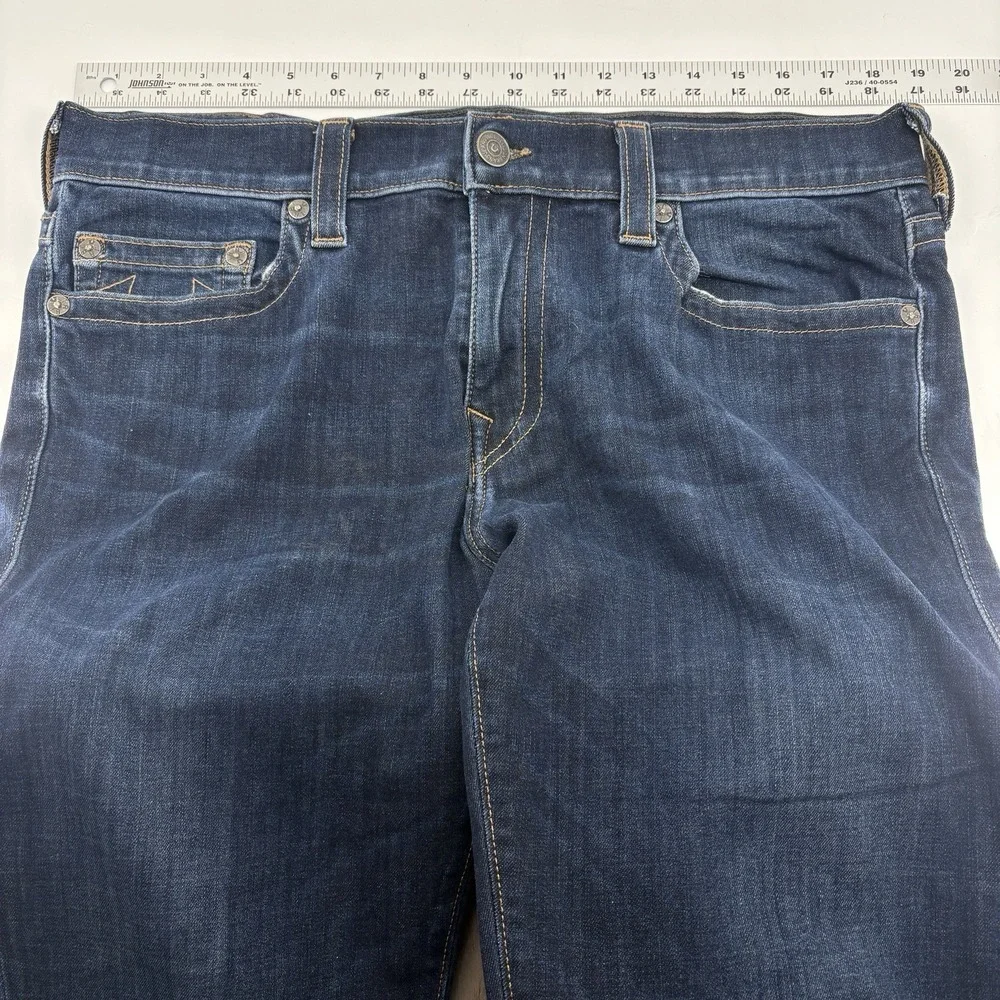 True Religion Rocco Relaxed Skinny Jeans Mens 36x33 Dark Wash Stretch USA Made